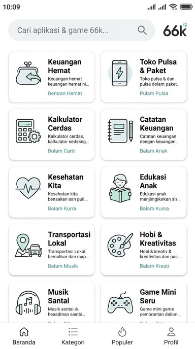 Tampilan katalog aplikasi 66k