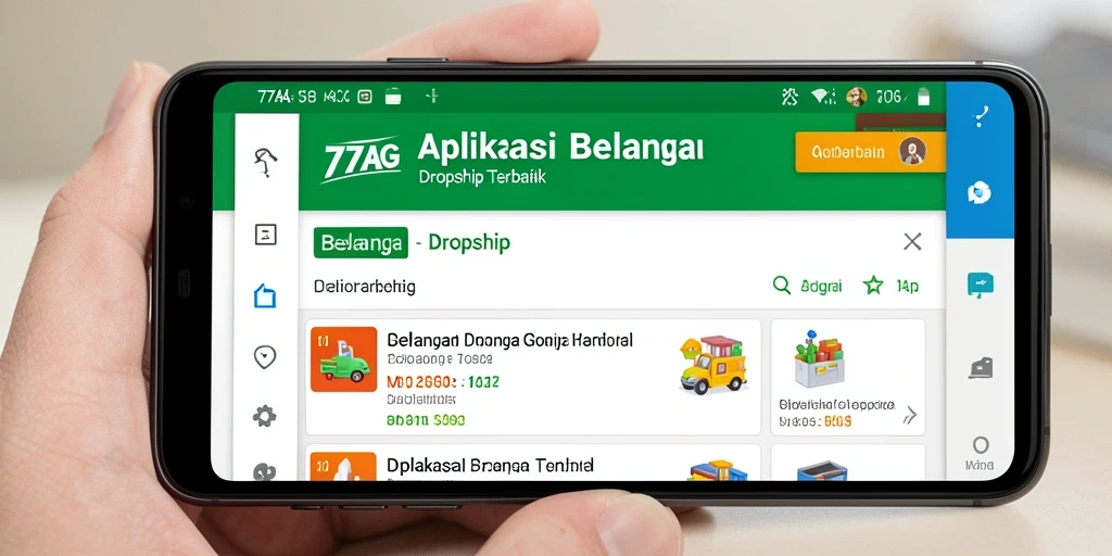 Tampilan antarmuka aplikasi Dropship 77AG yang user-friendly.