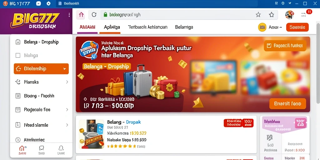 Antarmuka pengguna aplikasi Dropship BIG777 yang menarik dan mudah digunakan.